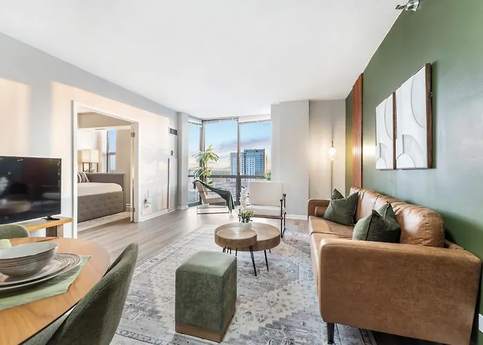 Casa de férias Downtown King Bed Rooftop Fitness Center Flr View *